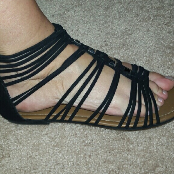 Black studded gladiator sandal