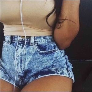 American Apparel Acid Wash High Waisted Shorts