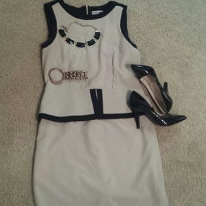Super Cute Size 14 Black and Tan Peplum Dress