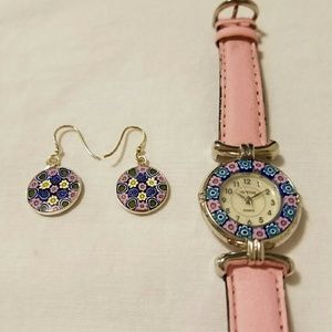 Italian Murano Glass Watch and Earings