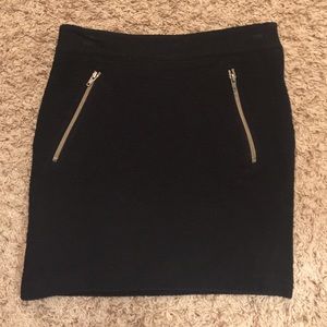 Ann Taylor Black Mini Skirt with Zipper Pockets