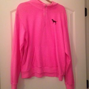 RARE NEON PINK VS PINK QUARTER ZIP SWEATSHIRT