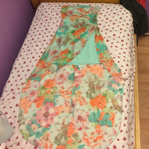 Floral print strapless dress - Picture 1 of 2