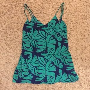 Palm leaf thin strap tank
