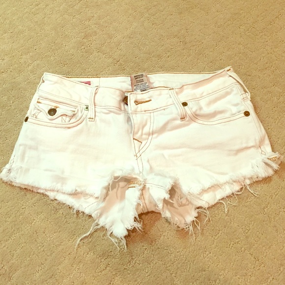 White True Religion Cutoff Shorts