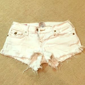 White True Religion Cutoff Shorts