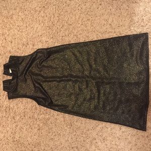 Gold-flecked high-collar mini dress