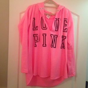 RARE NEON PINK VS PINK HOODED HI-LOW SWEATSHIRT