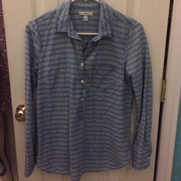 J Crew Stripped Chambray Pullover - image 1