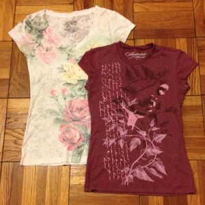 Two XS Floral T-Shirts