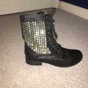 black studded combat boots