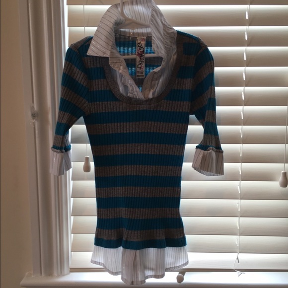 Sweater attached to collared shirt
