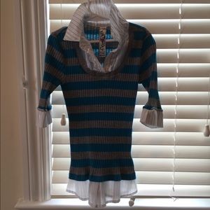 Sweater attached to collared shirt