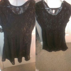 Lace peplum black dress