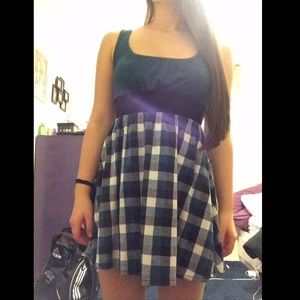 Blue with blue plaid short dress