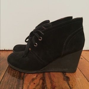 Lucky Brand Suede Wedge Booties size 8