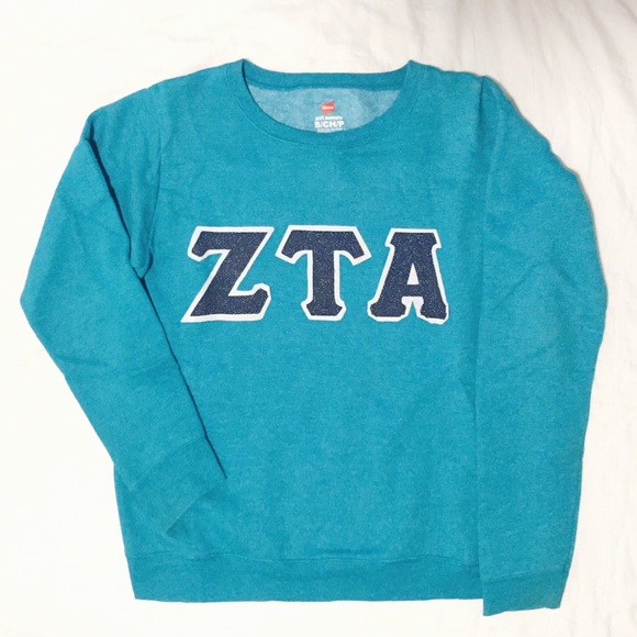 Zeta Tau Alpha ZTA Turquoise Pullover Sweater