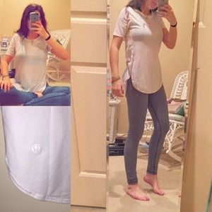 Lululemon White Round Hem Yoga Top