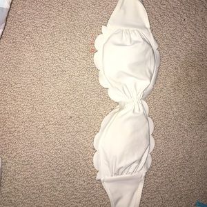 Pink Victoria's Secret scalloped white bikini top