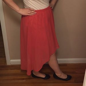 LC Lauren Conrad Hi-Low Coral Skirt Size 16