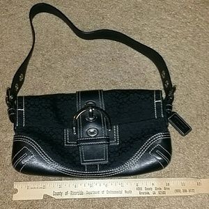 Black mini signature coach shoulder bag