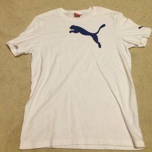 Puma men's white tshirt with blue puma logo