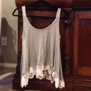 Layered tank with lace trim