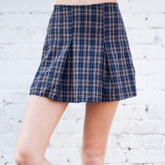 Brandy Melville Navy Plaid Skirt XS/S
