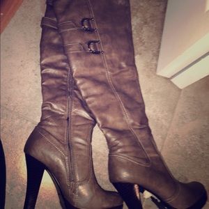 Taupe high heeled boots