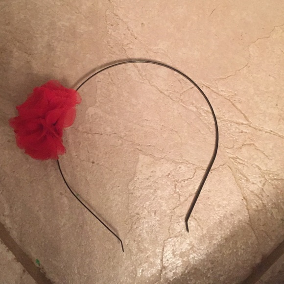 Black metal headband with red flower
