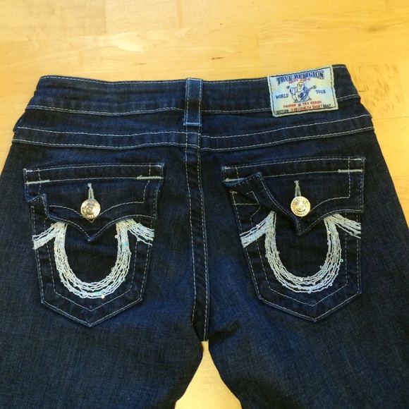 True Religion dark blue knee length jean shorts 26
