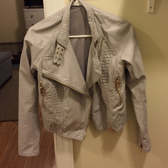 Light Gray Leather Jacket