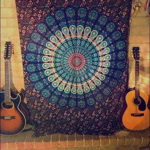 Hand Block Printed Indian Fabric, Hippie Tapestry