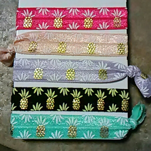 5 Metallic pineapple  Hair ties