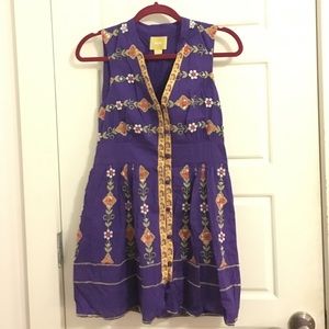 Anthropologie Maeve Embroidered Beaded Boho Dress