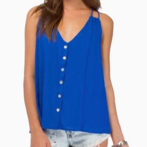 Blue Strappy Tank Top