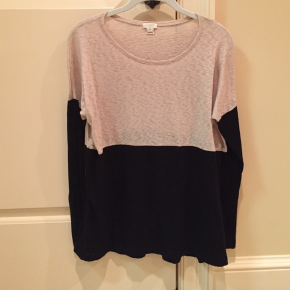 J Crew Tan and Black Colorblocked Shirt