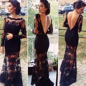 Black lace evening gown