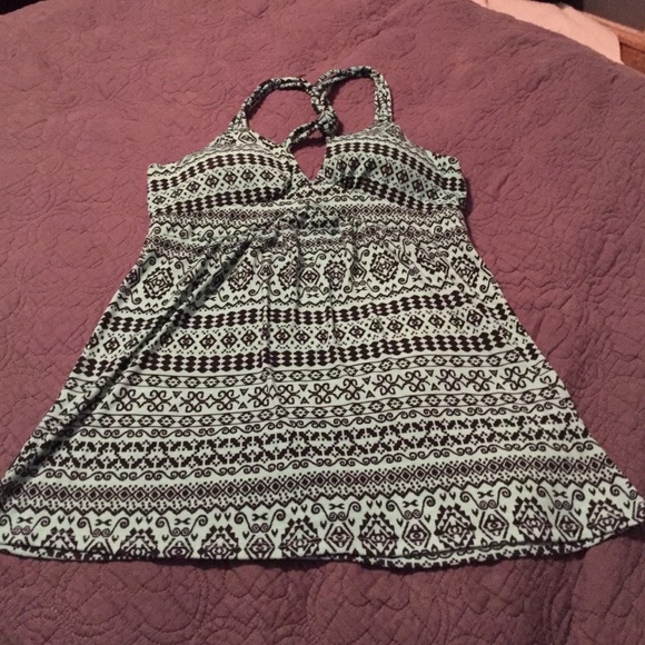 Black/turquoise Criss Cross tank