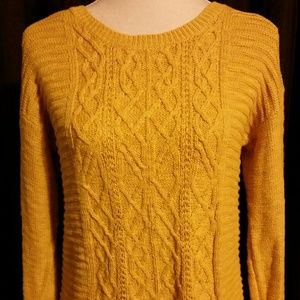 Mustard Cable-Knit Sweater