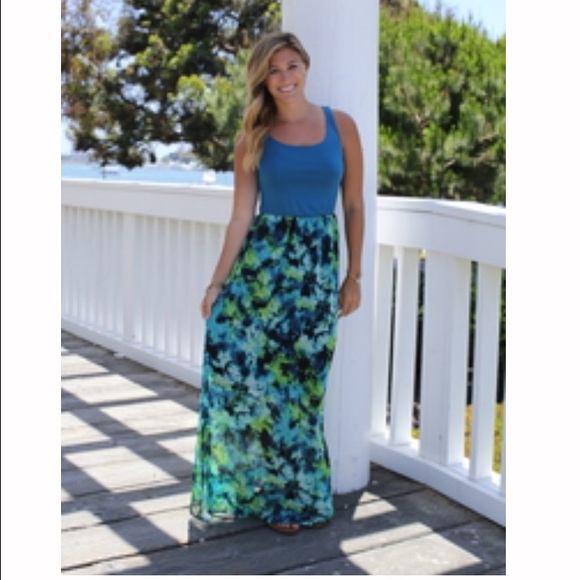 XL navy lime maxi dress