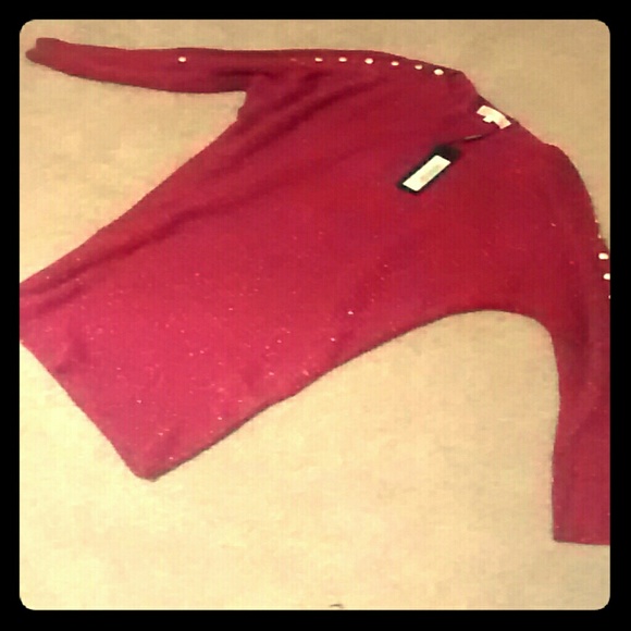 Sparkly pink sweater with gold studs NWT