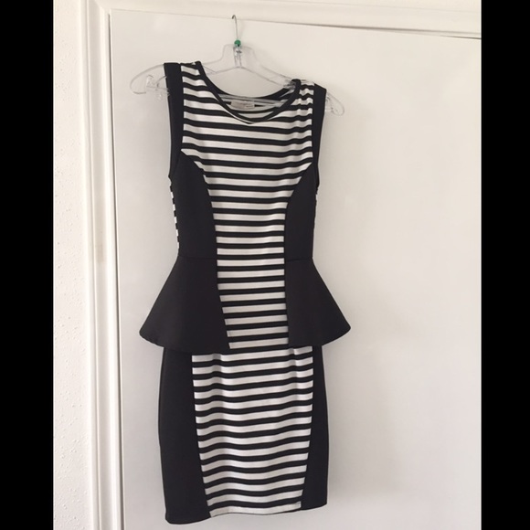 Black and white peplum dress
