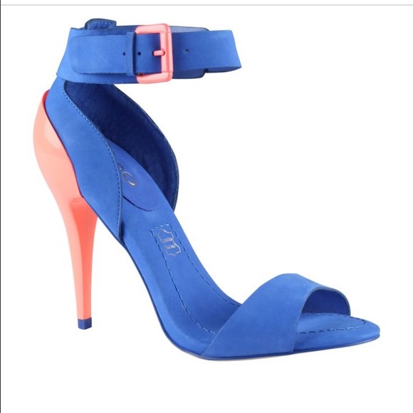 Aldo Medici Suede Royal Blue/ Neon Pink Sandal 7