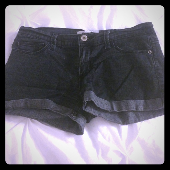 Black denim shorts