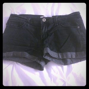 Black denim shorts