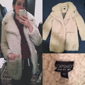 Topshop Faux Sheeps Wool Coat