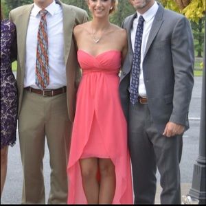 Coral strapless maxi dress
