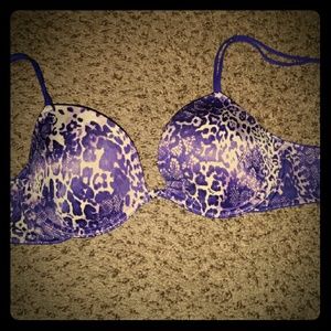 VS Pink Purple Leopard print heartbreaker plunge