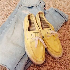 Yellow Sperrys - Womens